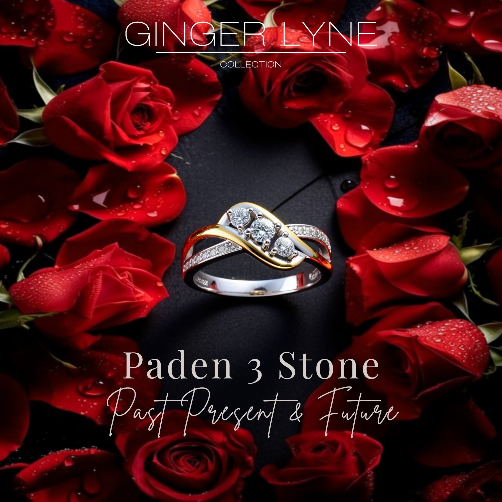 3 Stone Engagement Ring  for Women Sterling SilverPromise Ring for Her Ginger Lyne Collection