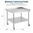 thumbnail image 2 of Table de Travail Commerciale en Acier Inoxydable Robuste avec Tablette Ajustable, Dosseret à 3 Côtés et Roues de 5 Pouces – Table de Préparation Professionnelle pour Cuisine, Restaurant, Service Alimentaire, Gril et Rangement, 2 of 7