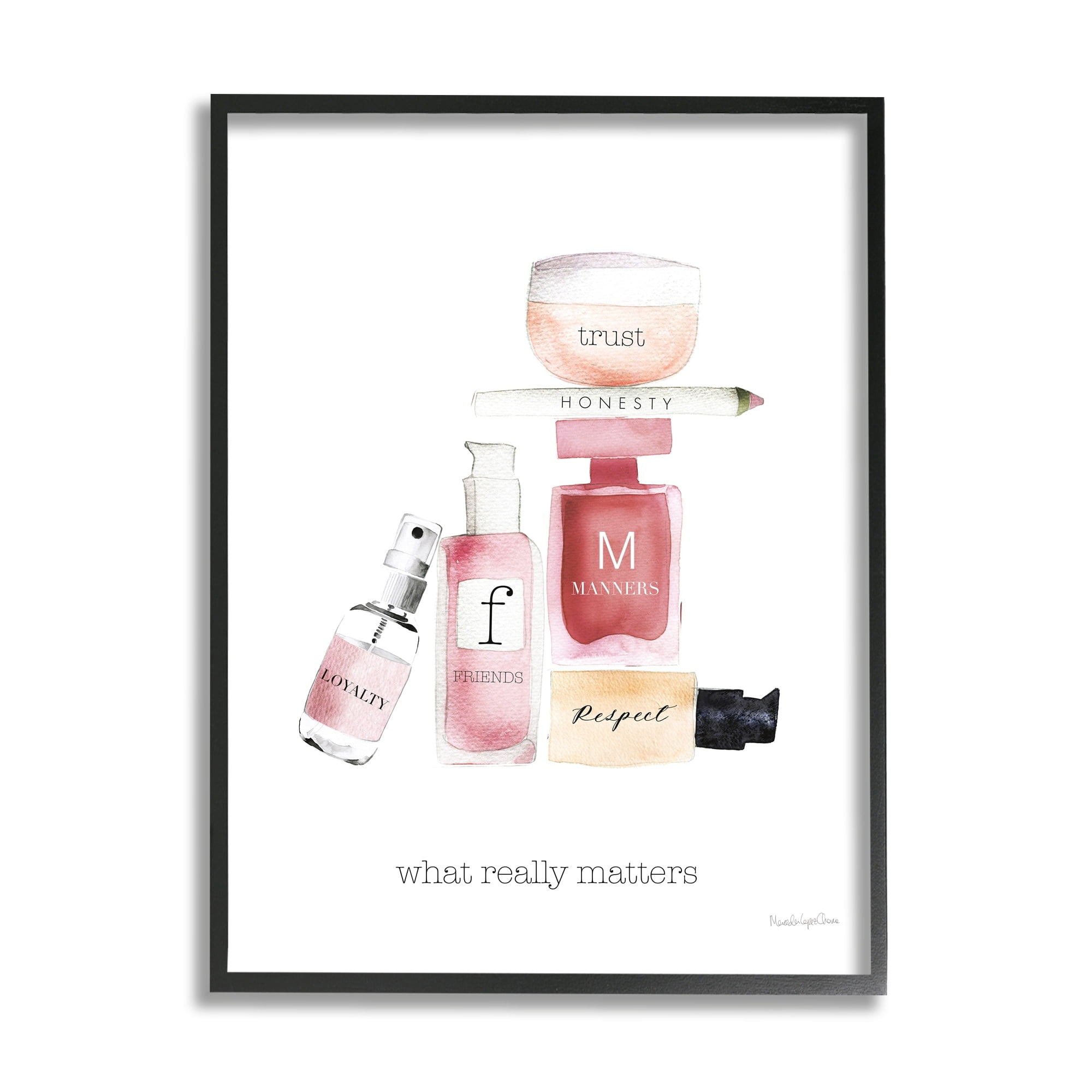 Stupell Industries Motivational Phrase Fashion Cosmetics What Really Matters Quote, 16 x 20, Design by Mercedes Lopez Charro