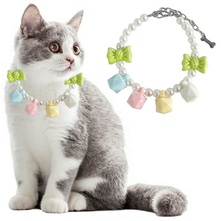 Aruwei Faux Pearl Pet Necklace Adjustable Puppy Collar for Female Dogs and Cats Wedding and Birthday Party Jewelry Photo Prop