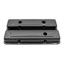 Short Black Chrome Steel Valve Covers For 1958-86 Chevy Small Block SBC 283 400