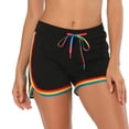 thumbnail image 3 of HDE Women Dolphin Shorts Running Workout Clothes Black Rainbow Stripe Small, 3 of 9