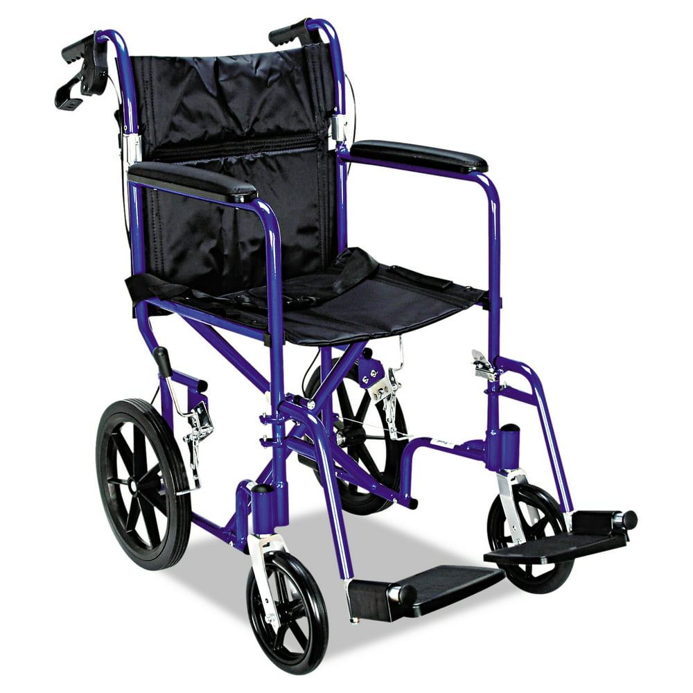 Medline Excel Deluxe Aluminum Transport Wheelchair, 19w x 16d, 300lb