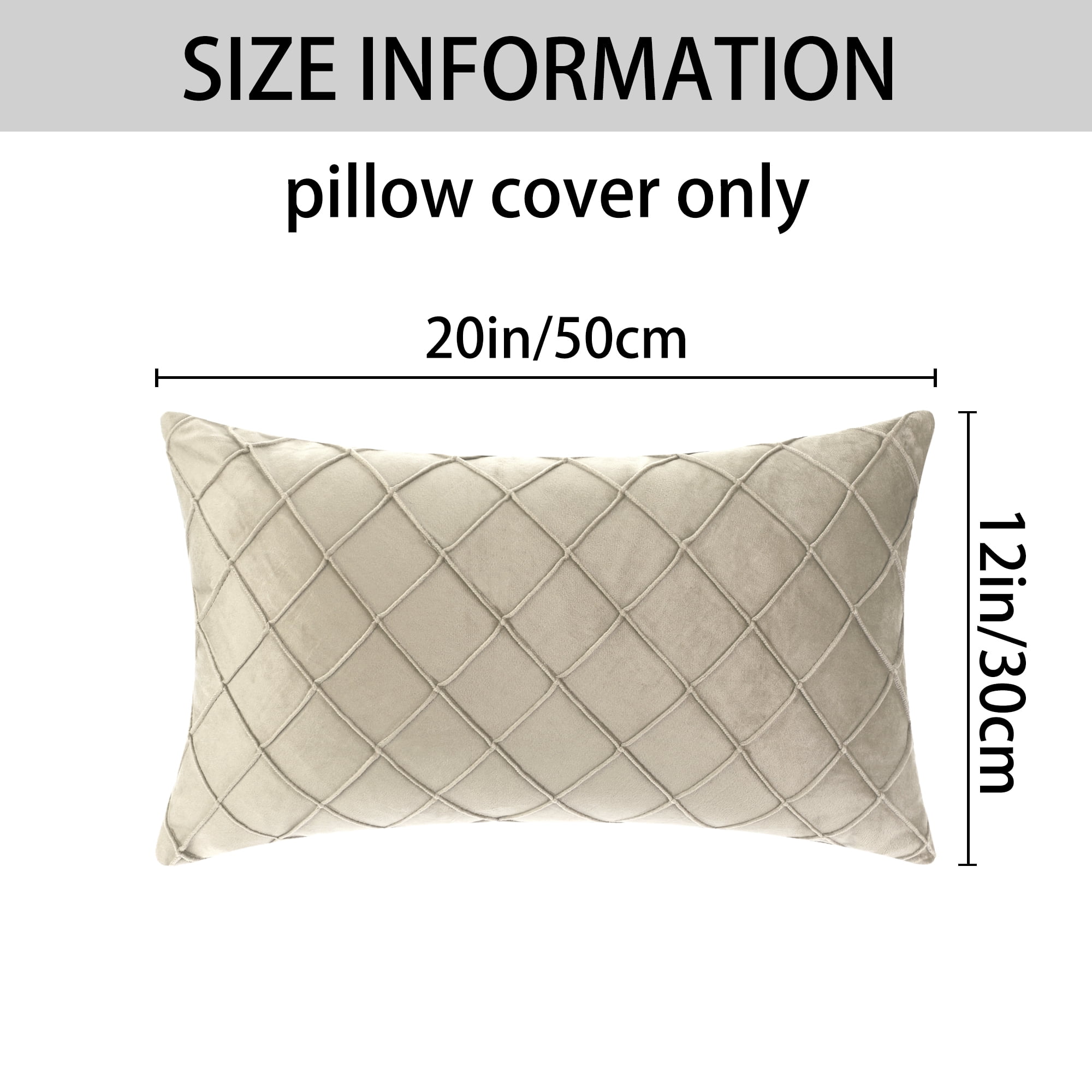 Unique Bargains 4Pcs Velvet Geometric Textured Pillow Covers Home Decor Cushion Covers Beige/Navy Blue 12" x 20"