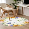 thumbnail image 4 of Spring Floral Round Area Rug 3Ft Washable Small Circle Rugs for Kitchen Entryway, Hydrangea Sunflowers Butterflies Watercolor Non-Slip Carpet Floor Mats Indoor Outdoor Carpet Runner Home Decor, 4 of 8