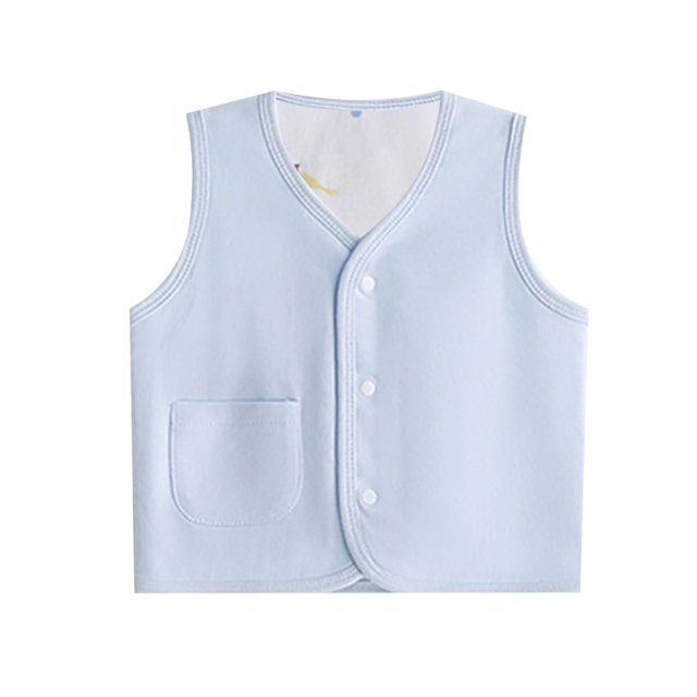 Gibobby Blusas De Niñas Chaleco transpirable de color sólido para niños pequeños de verano en lados Use un informal adecuado para 0 a 2 años (Azul, 12-18 Meses)