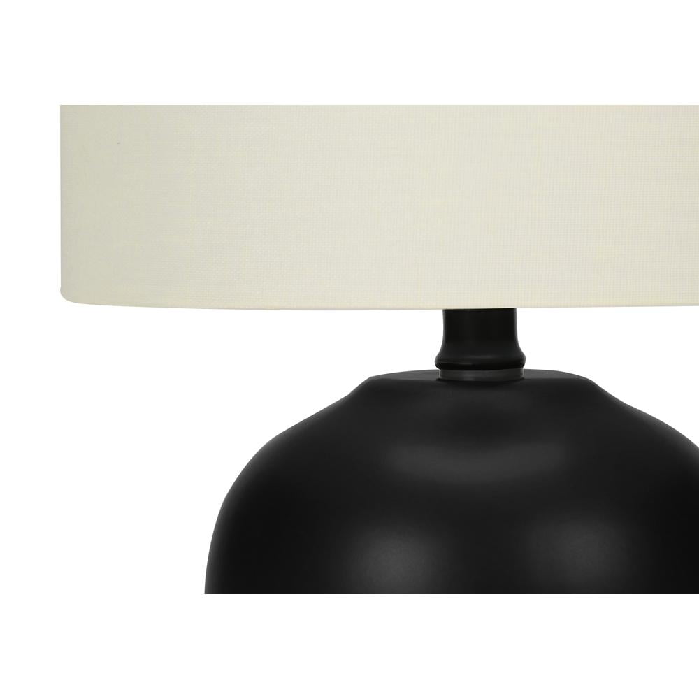 Lighting, 17"H, Table Lamp, Black Ceramic, Ivory / Cream Shade, Transitional