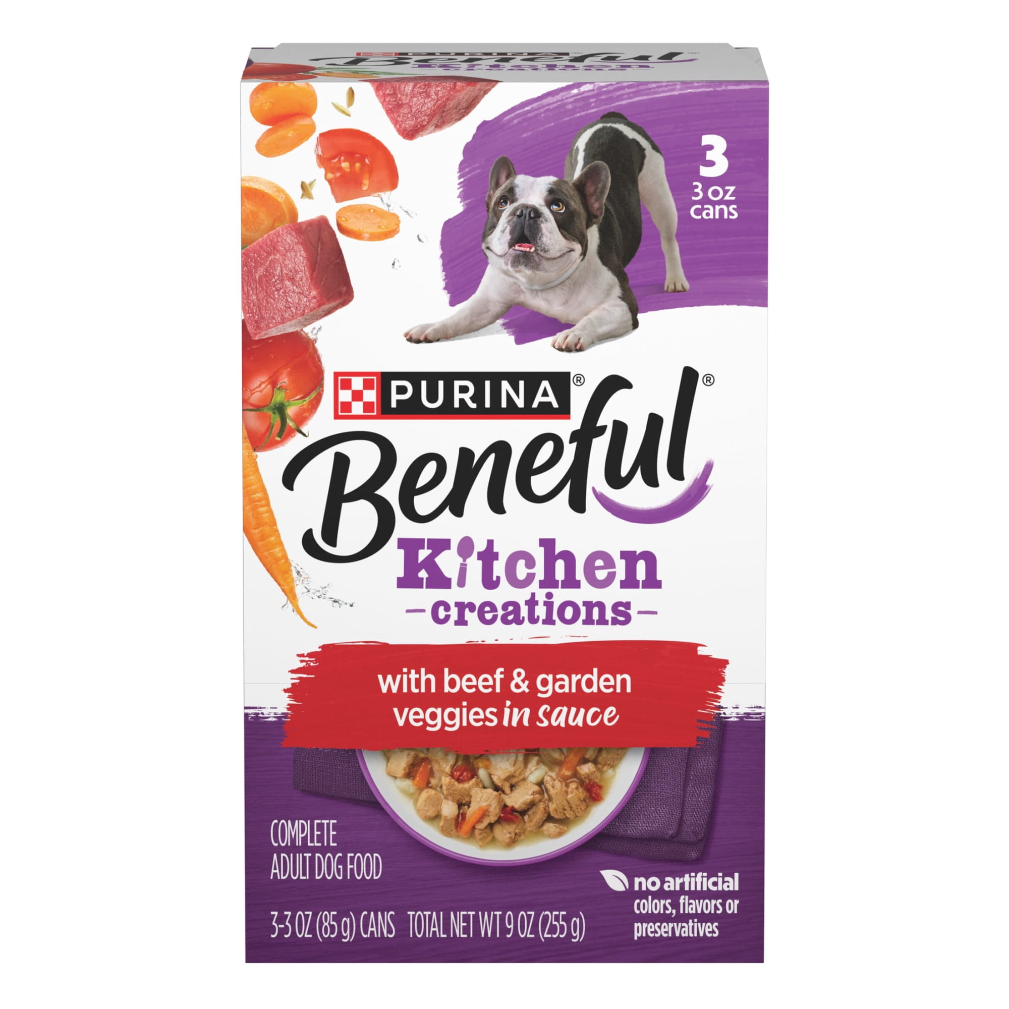 Purina Beneful Kitchen Creations With Beef and Garden Veggies in Sauce Wet Dog Food, 3 oz, 8 Pack