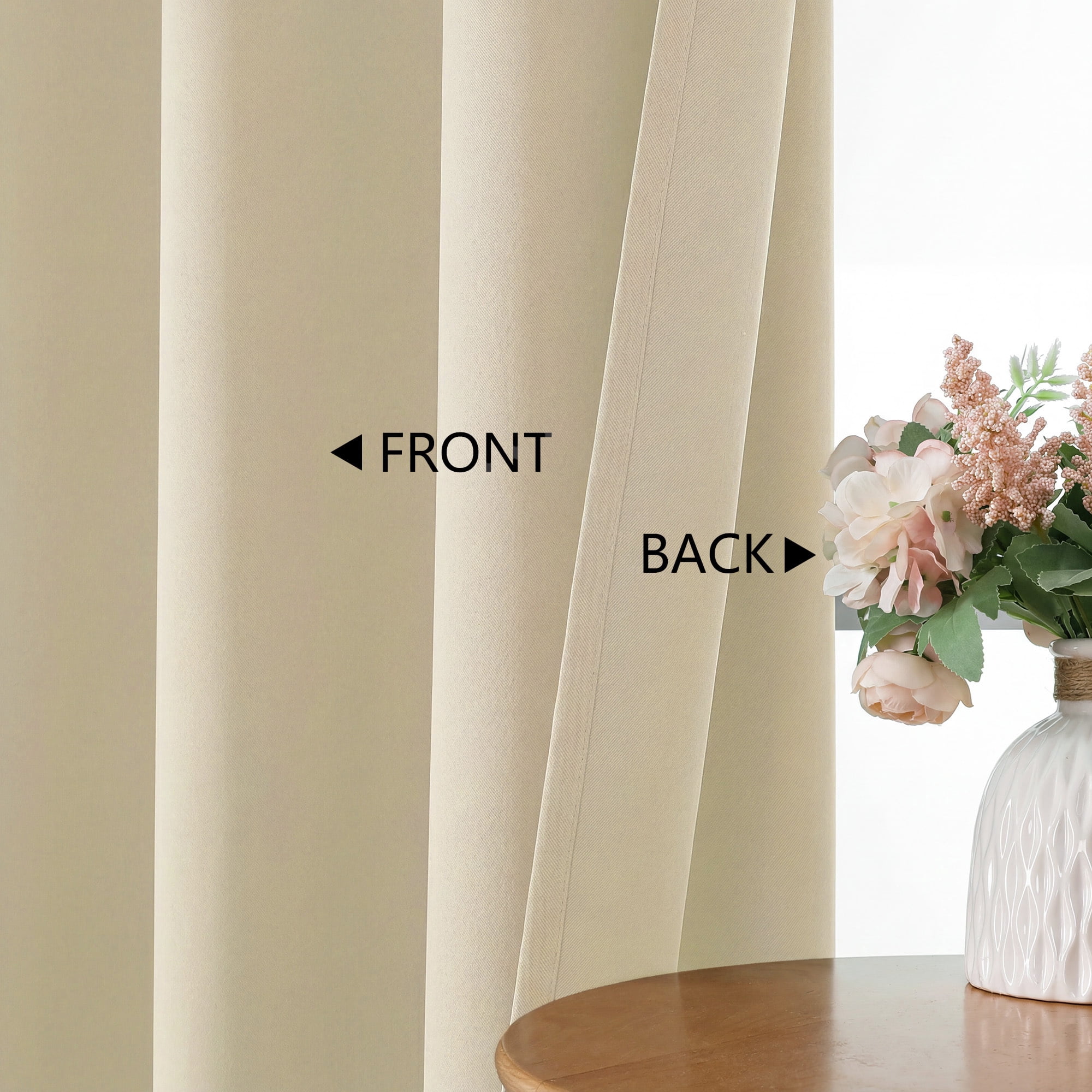 MKHILL Aether 40x84 Blackout Curtains Biscotti Beige 2 Panels, 84 Inch Floor Length Panels for Living Room Bedroom, Thermal Insulated Drapes, Each 40" W x 84" L