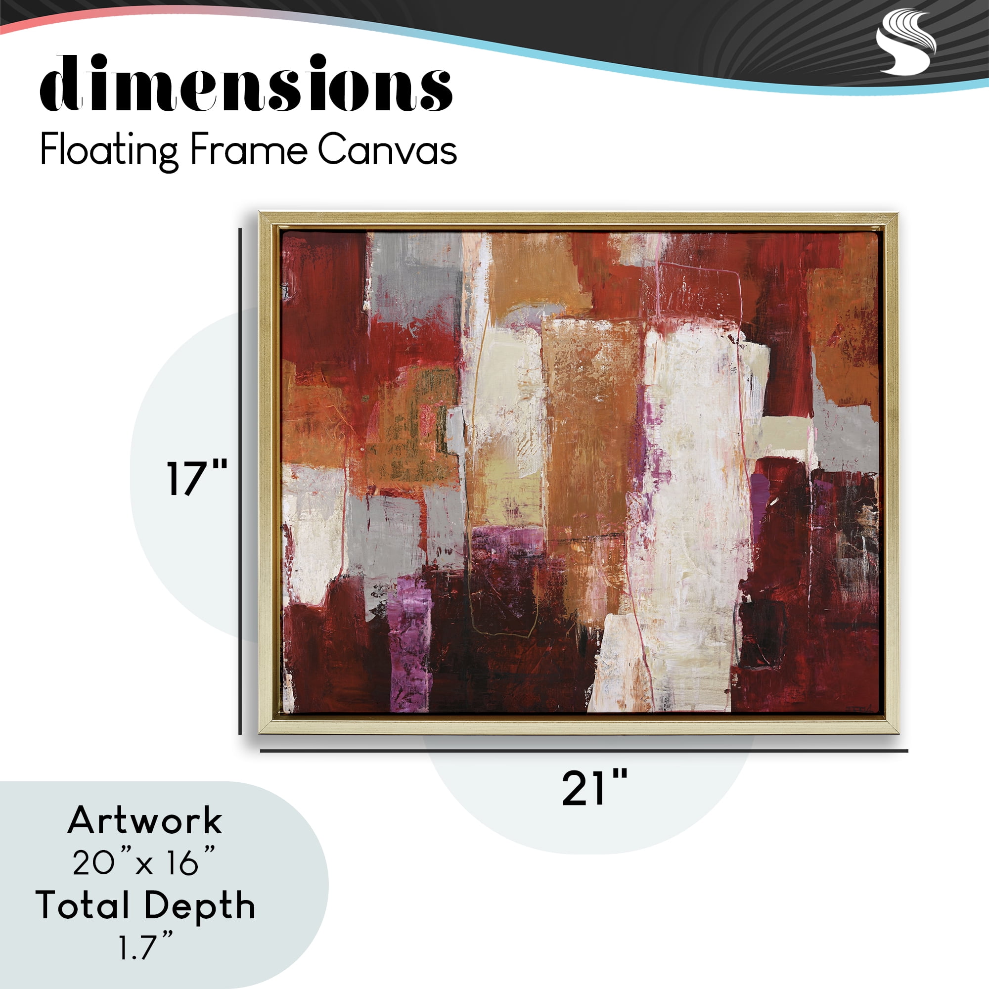 Deconstructed City Abstract Gold Framed Floater Canvas Wall Art, design by Design Fabrikken