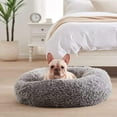 thumbnail image 5 of WATANIYA Calming Donut Dog Bed 24", Anti-Anxiety Cozy Soft Plush Faux Fur Round Pet Bed, Grey, 5 of 7