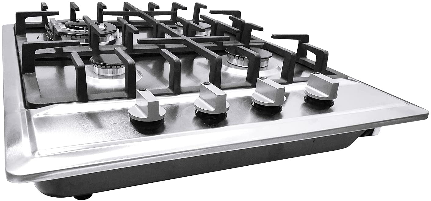 ANQIDI Gas Cooktop, 4 Burners Stainless Steel Stove NG/L-P-G Gas Hob Kitchen Built-In Stove