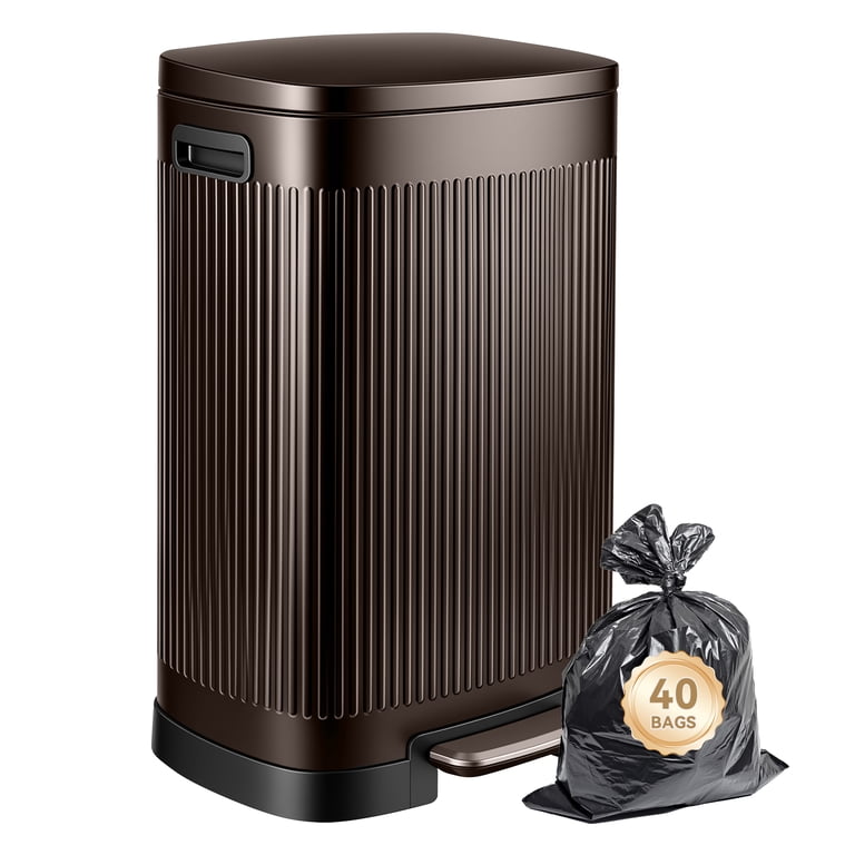 Step Trash Can 13 Gallon Stainless Steel Brown photo 2