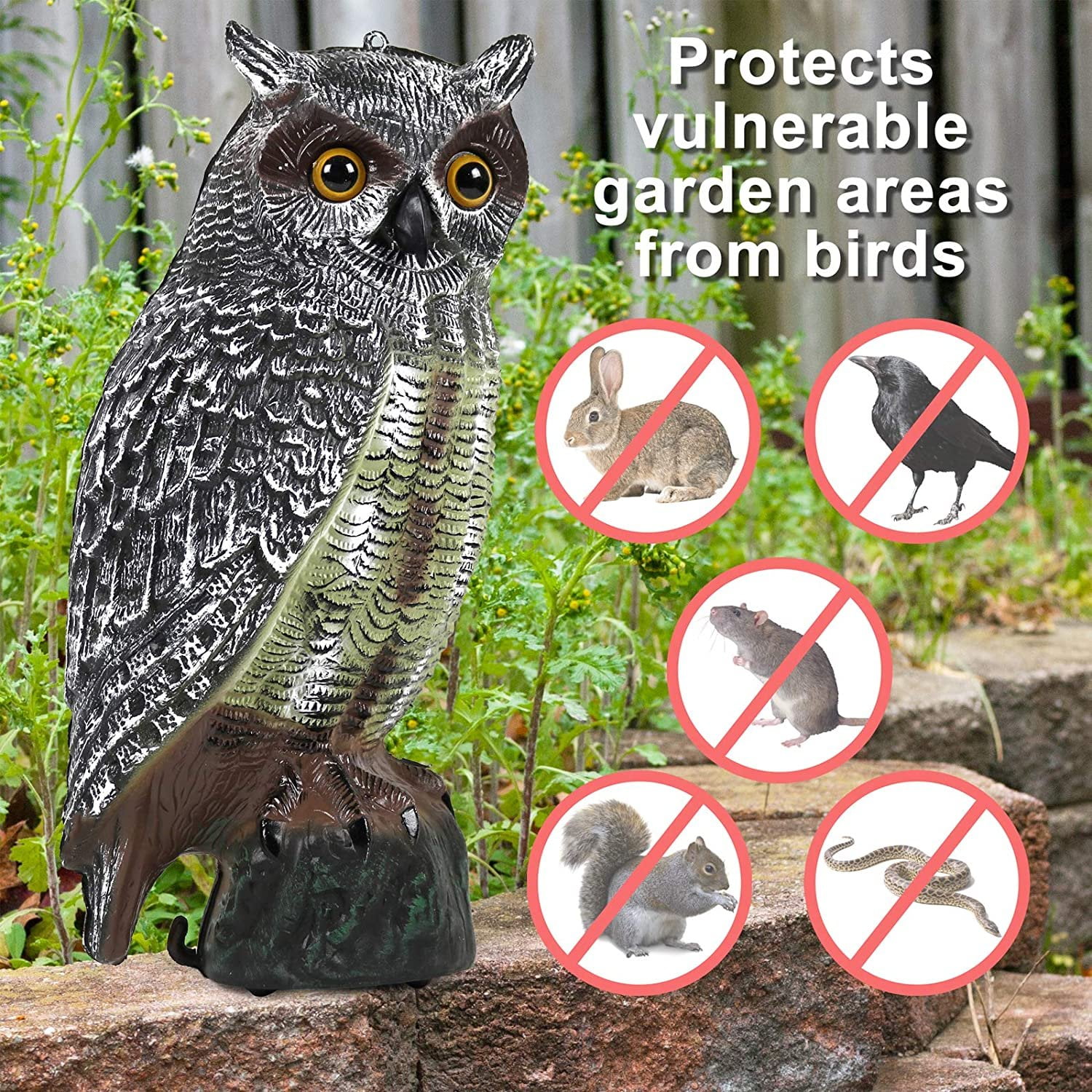 Galashield Owl Decoy | Plastic Owls to Scare Birds Away | Owl Statue for Garden & Outdoors 16.5" Tall