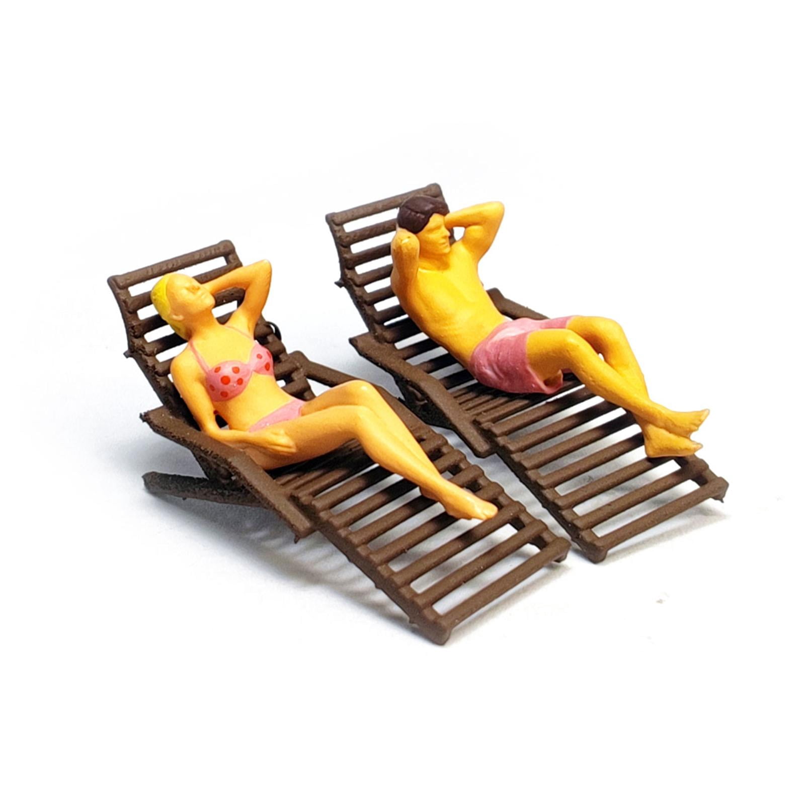 Simulation Beach Couple Set Model Toy Creative Miniature Life Scene for Dioramas Black