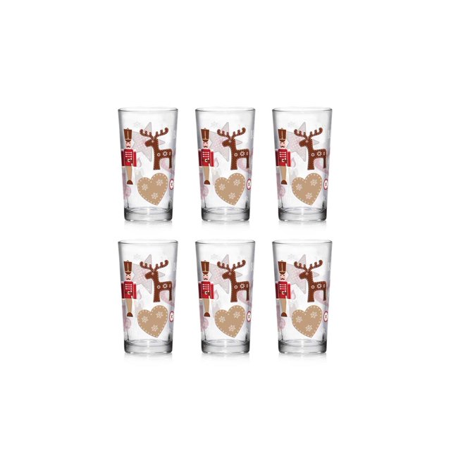 Set 6 Vasos High Ball Navideños De Vidrio 254 Ml M-89010 Baum Brothers M-89010