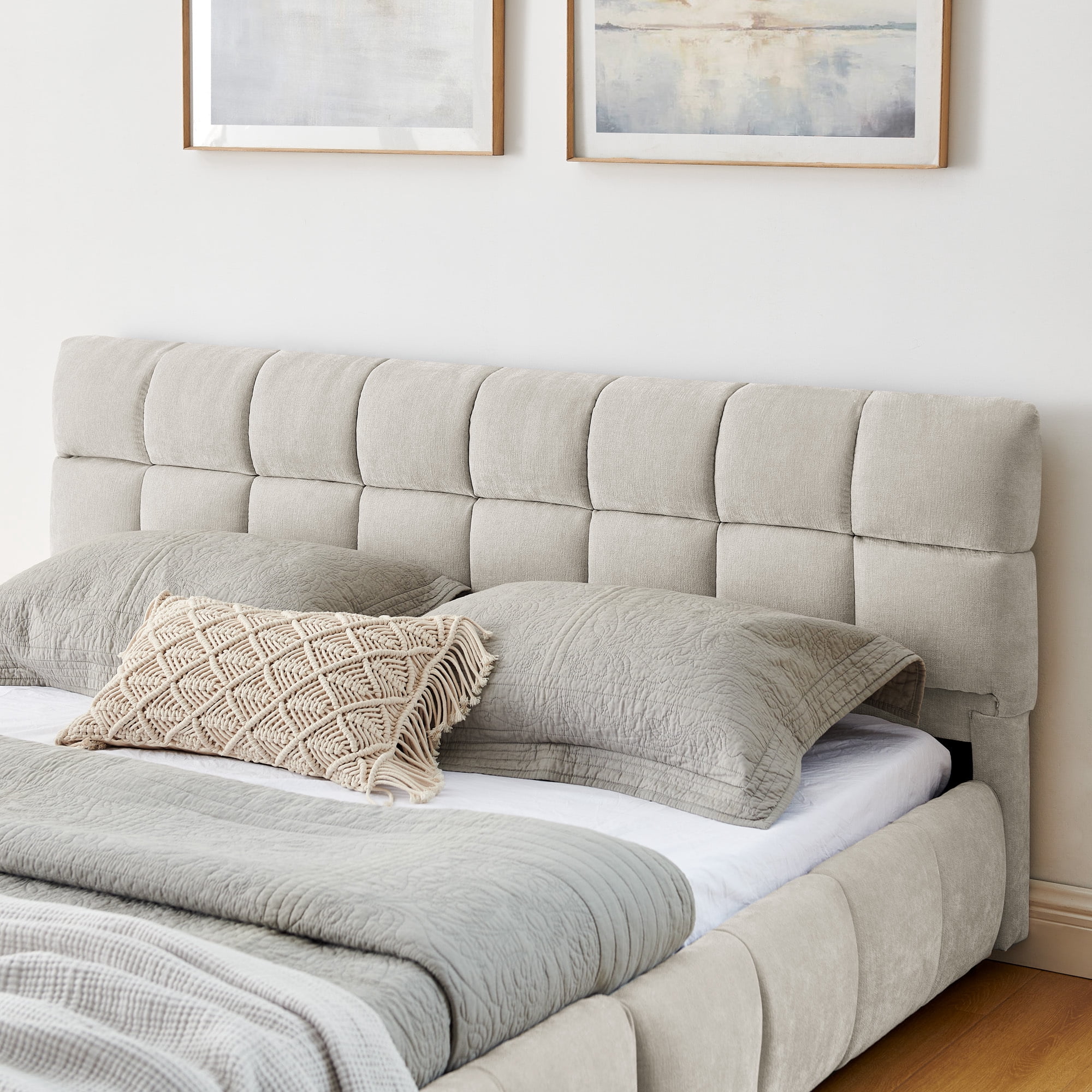 Jopath Queen Size Upholstered Bed ,Upholstered Bed Frame with Headboard and Drawer for Teen and Adult Beige