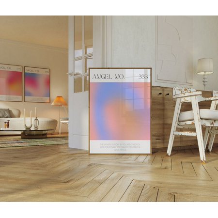 Poster Angel Number 333 Wall Art, Gradient Aura Spiritual Energy Poster , Manifestation Energy Print, Trendy Aesthetic Room Decor, Pink Aura Art-UNFRAMED