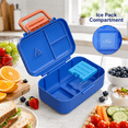 thumbnail image 5 of Bento Lunch Box 1283ML/ 43 oz, 3 Compartment Lunch Box with 391 ML/ 13 oz Thermal Food Jar and Ice Pack, Airtight Bento Box, Removable Tray and Handle, BPA-Free and Food-Safe Materials(Blue), 5 of 9
