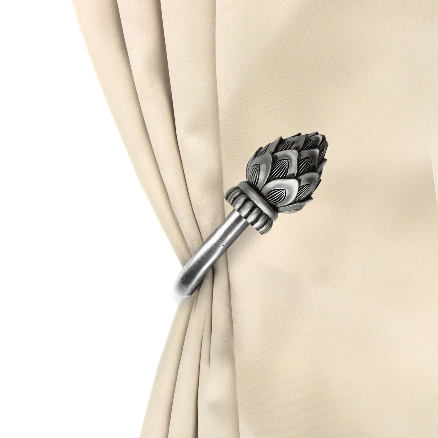 Alonzo Curtain Holdback Pair in Satin Nickel