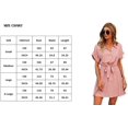 thumbnail image 4 of Robes Femmes Décontractées Manches Courtes Imprimé Floral Boutonné Col en V Été Boho Midi Robe, 4 of 4