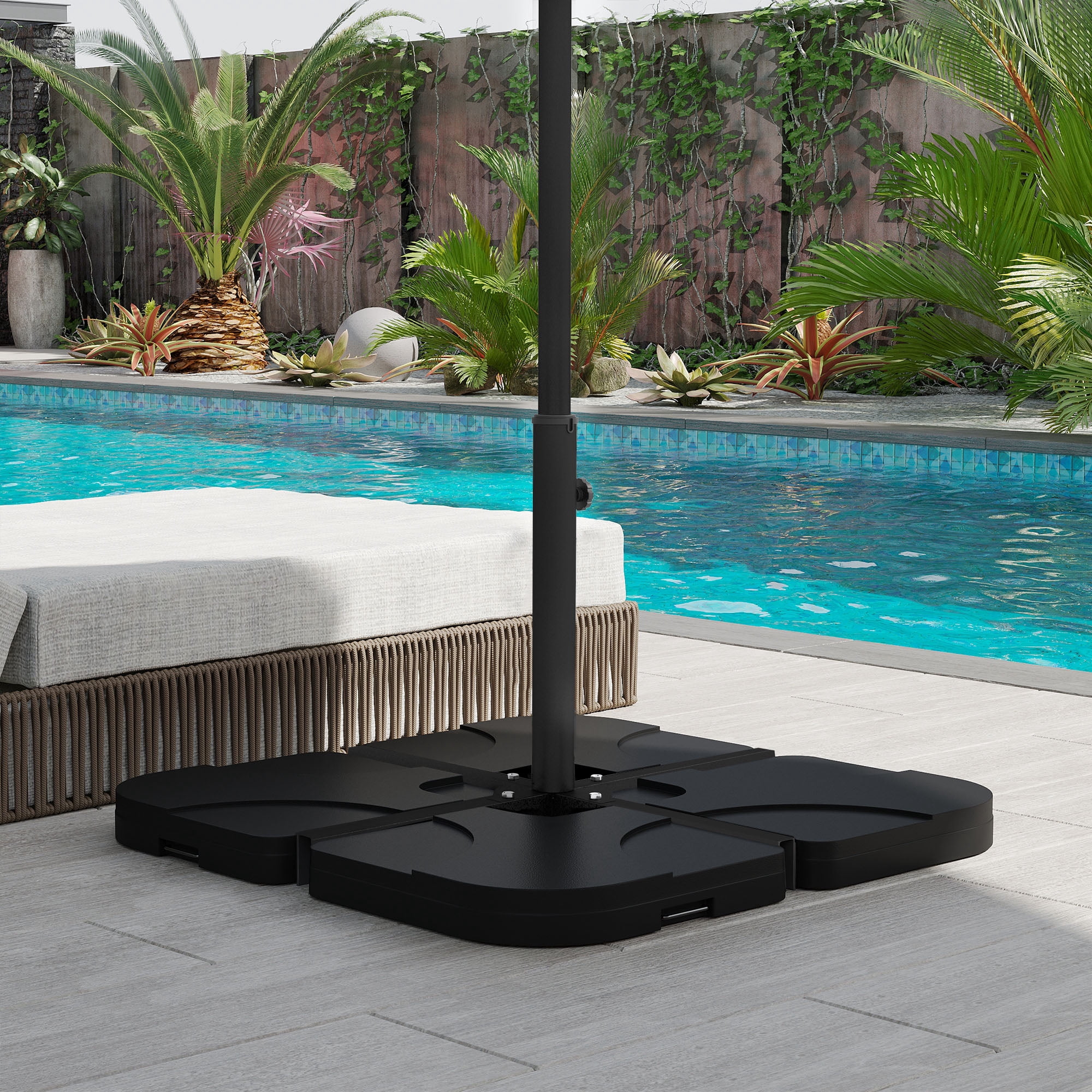 Outsunny Outdoor Universal Cross Brace Stand, Cross Umbrella Base, Black