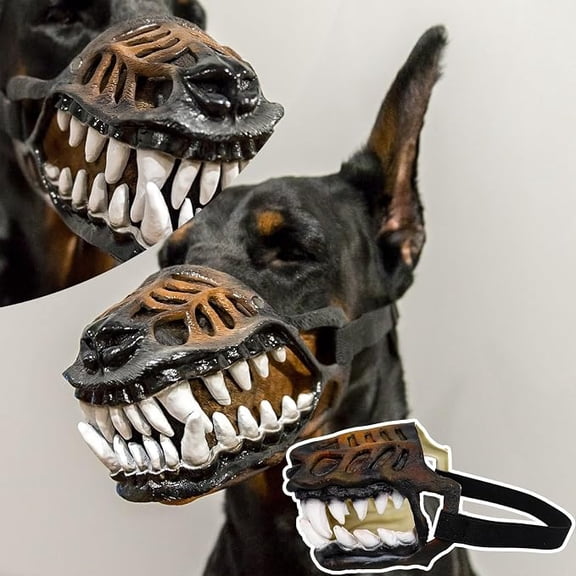 Scary Dog Muzzle for Halloween,Hilarious Dog Costume Muzzle with Large Scary Teeth, Halloween Scary Teeth Muzzle for Biting, Chewing and Scavenging(S)