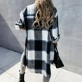 thumbnail image 6 of Womens Casual Plaid Button Down Long Sleeve Shirts Flannel Shacket Jacket Coats Tops Lapel V Neck Oversized Outerwear, 6 of 7