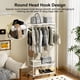 thumbnail image 5 of GETHFSA Bamboo Clothing Rack with Hanging Rod & Storage Shelves, Mobile Garment Stand with Wheels, Heavy-Duty Wardrobe Organizer, White, Free-Standing, 5 of 17