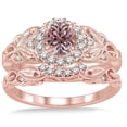 thumbnail image 2 of 1.25 Carat Morganite & Diamond Vintage floral Bridal Set Engagement Ring on 10k Rose Gold, 2 of 3