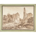 thumbnail image 2 of Johann Georg Wille 18x15 Black Ornate Wood Framed Double Matted Museum Art Print Titled - Ruins of the Chateau of Becoiseau, Near Mortcerf (Seine-Et-Marne) (1784), 2 of 5