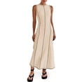 thumbnail image 4 of Women's Summer Sleeveless Extra Contrast Stitch Ribbed Knit Long Dresses, 4 of 6