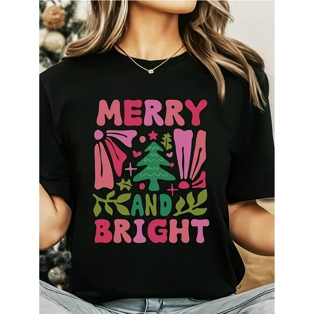 Camiseta Boho Merry And Bright Comfort Colors®, camiseta navideña floral, camiseta navideña rosa, camiseta navideña retro, camiseta con gráficos navideños para mujer, camiseta deportiva informal