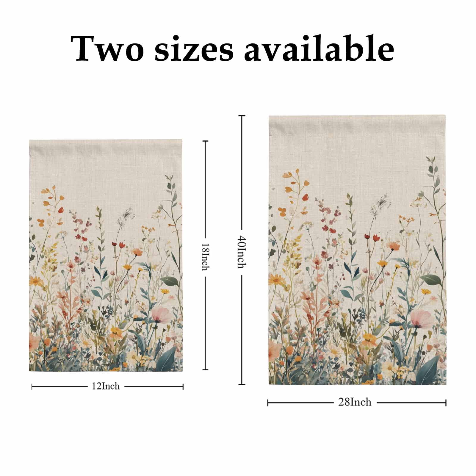 Vintage Flowers House Flags For Outdoor, Flowers Wildflowers Watercolor Small Double Side Yard Flags Weather Proof House Decor for Lawn Outside Holiday 28 x 40 Inches