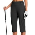 thumbnail image 4 of Ahdbta Pull On Capris for Women Dressy Casual Stretch Lightweight Elastic High Waist Work Crop Pants Summer Golf Capri Yoga Pants with Pockets, 4 of 7