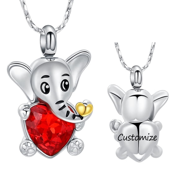 Elephant Urn Necklace Cremation Jewelry for Ashes Crystal Memorial Pendant Human Pet Ash Holder Keepsake Gift