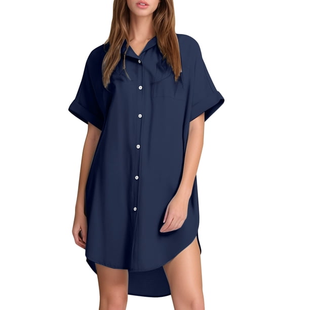 Vestido de playa de lino para mujer con cierre de botones - Camisa de baño informal para el verano - Ropa de playa ligera y transpirable para el verano