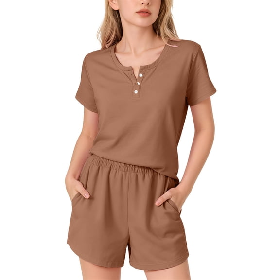 Ruyang 2 Piece Outfits for Girls Solid Button Short Sleeve Tops and Wide Leg Shorts Sets Summer Athletic Jogger Clothes