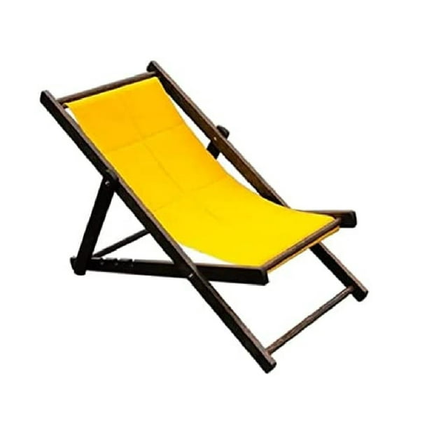Silla Playa Plegable Madera y Tela Madera 130 x 66 x 15 centímetros