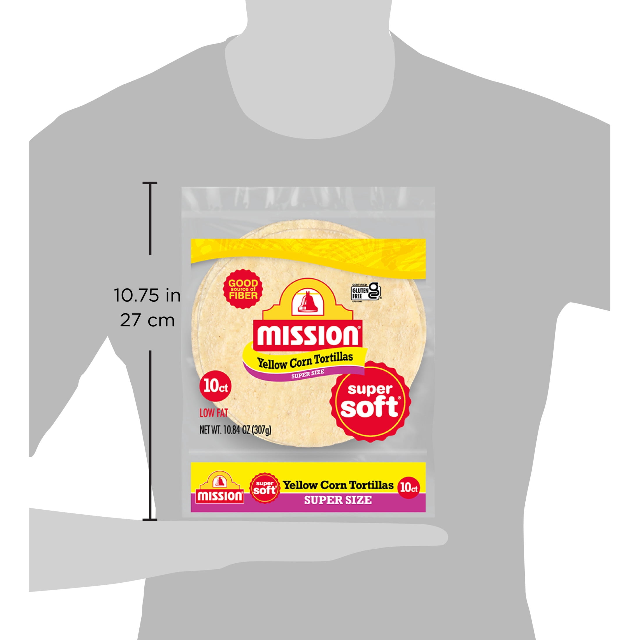 (4 pack) Mission Super Soft Yellow Corn Tortillas, Super Size, 10 Count