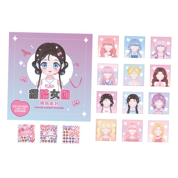 Libro de pegatinas para crear caras, álbumes de recortes coloridos para niños, caras divertidas, extravagantes y graciosas Chica cool
