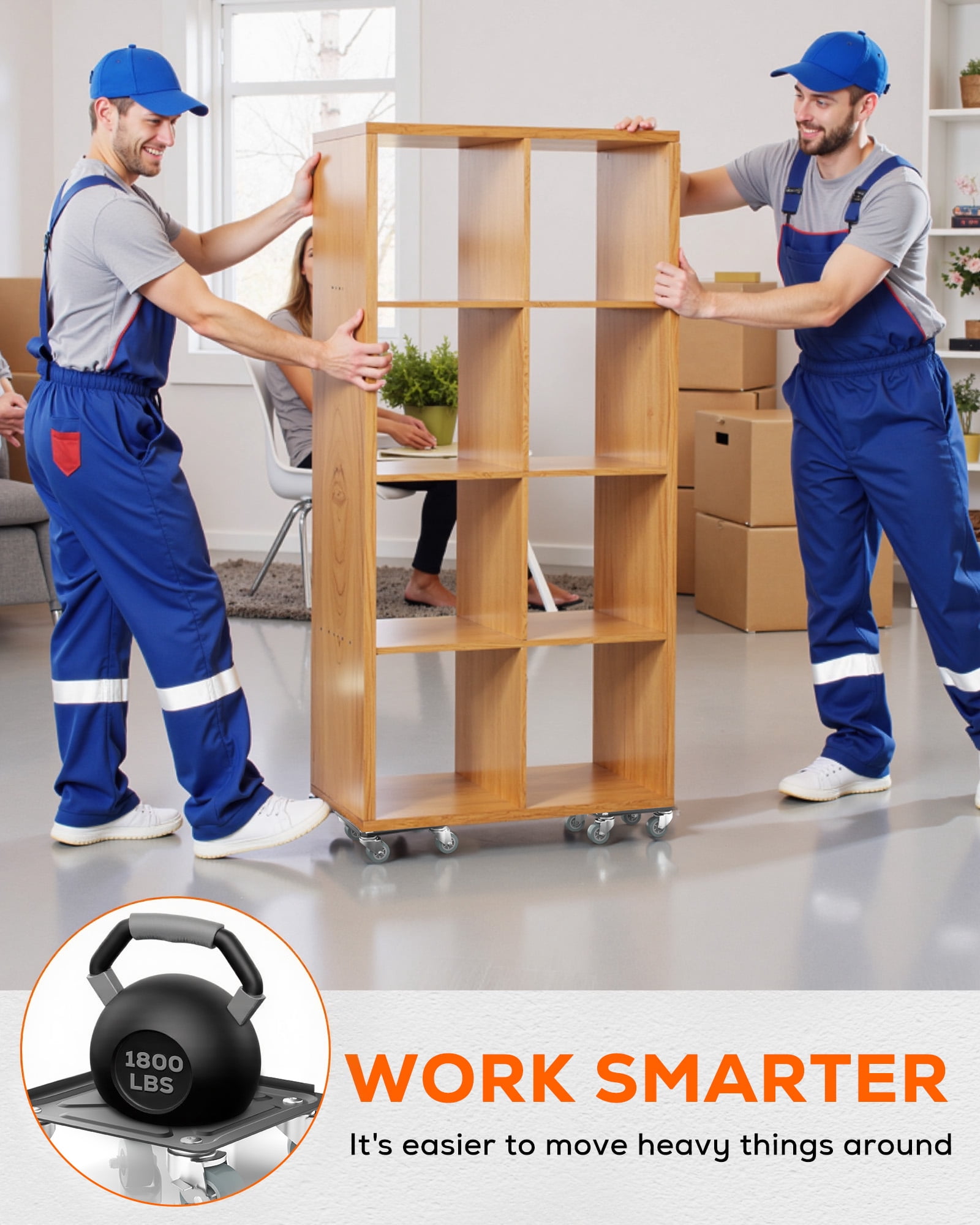 M Buder Heavy Duty Furniture Movers, Dolly Set Rotatable Rubber Universal 4 Wheels, Alloy Steel Furniture Moving Dolly, 1800 LBS Load Capacity, 5.3 in x 5.3 in