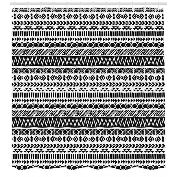 Striped Shower Curtain Trippy Mystic Aztec Culture Figure Antique Aged Folk Old Bohemian Print Fabric Bathroom Set With Hooks Black White By Ambesonne Walmart Com Walmart Com
