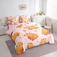 thumbnail image 2 of Erosebridal Cartoon Capybara 7-Piece Twin Bedding Sets For Kids,Pink Floral Bedding Comforter Set For Cute Animals Lover ,Reversible Pink, 2 of 7