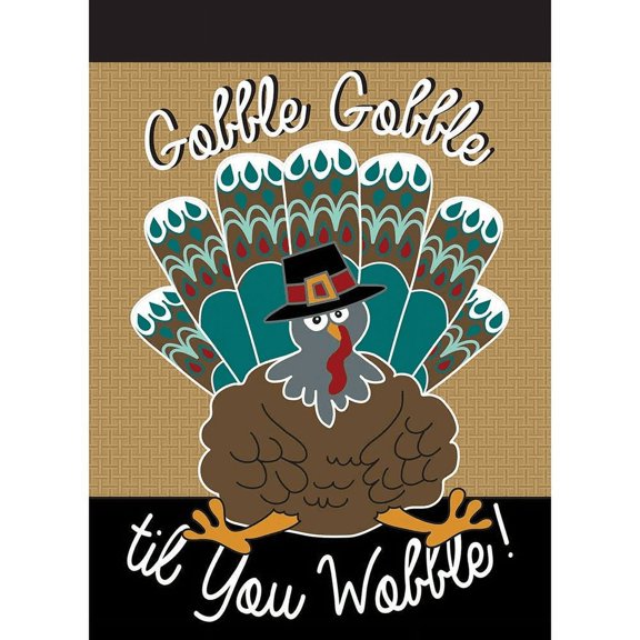 Magnolia Gardens 1476 13 x 18 in. Double Applique Turkey Burlap Garden Flag