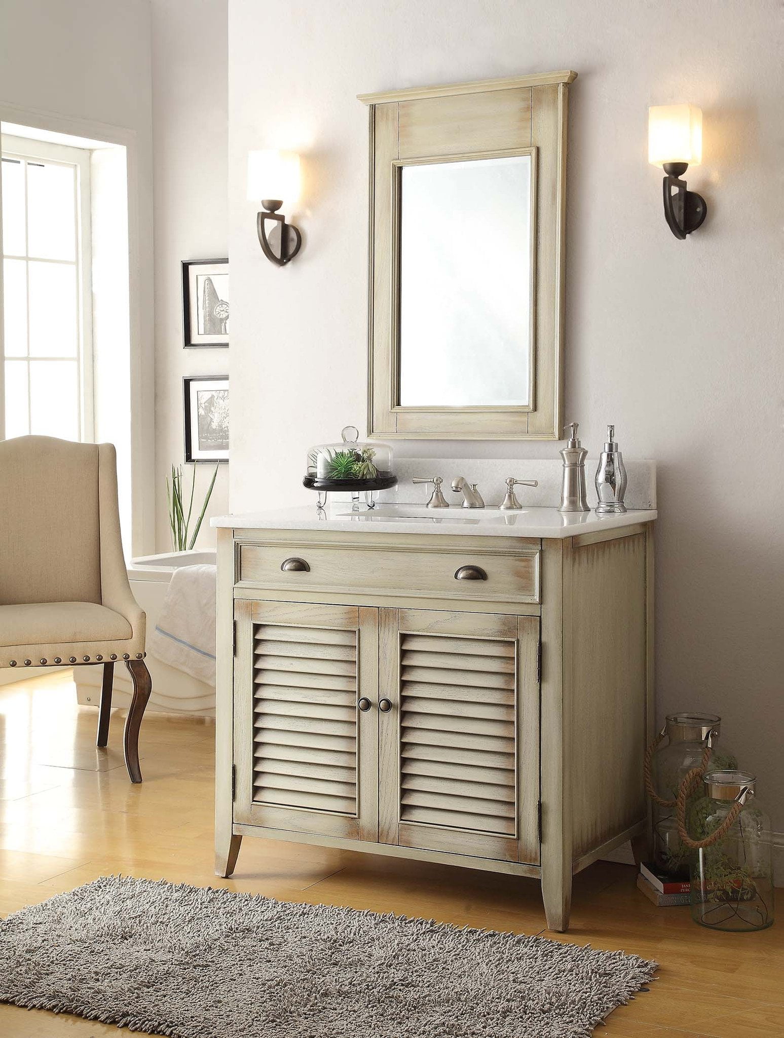 36" Benton Collection Abbeville Rustic Beige Bath Vanity with Mirror CF
