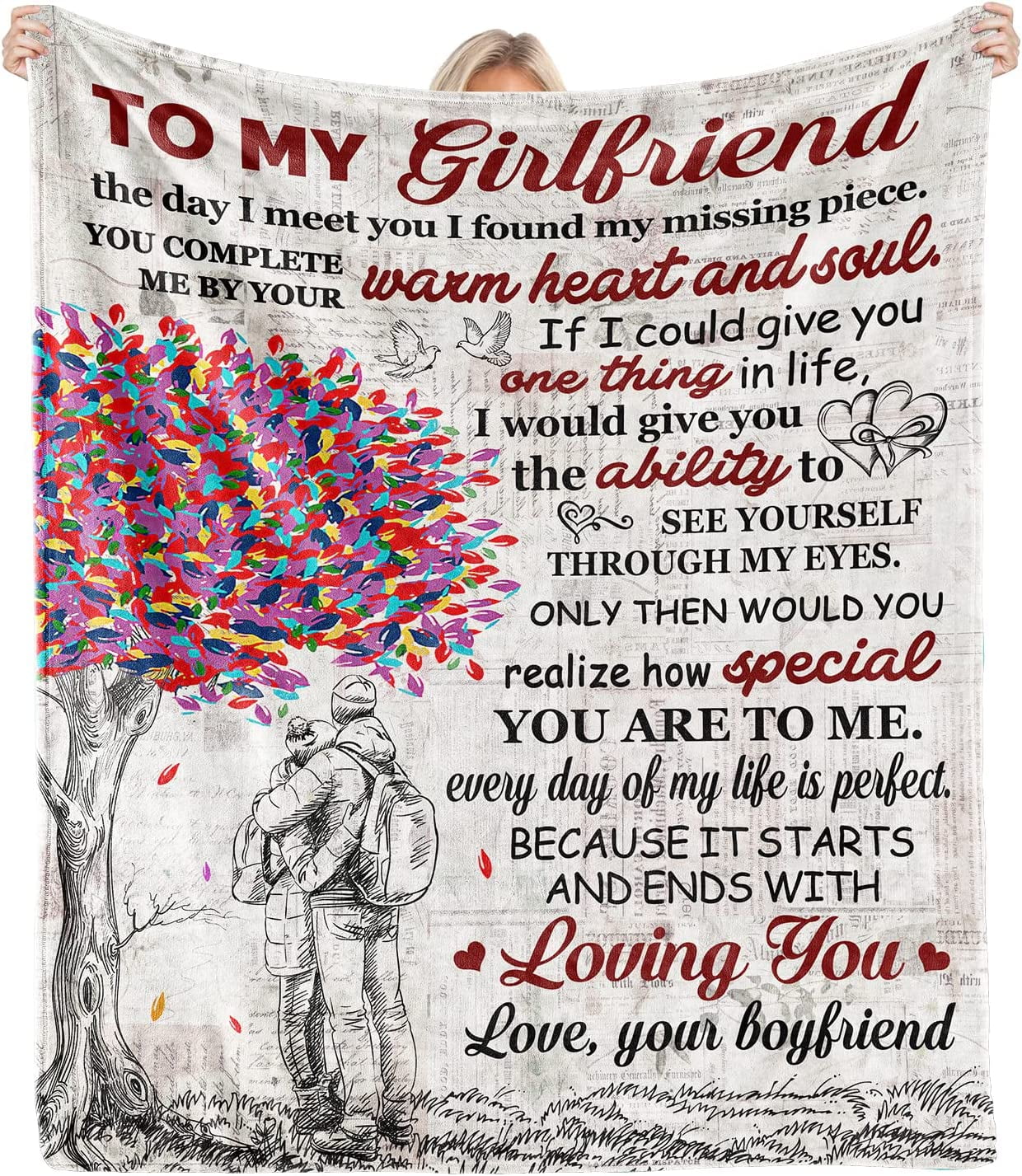 Wisegem Gifts for Girlfriend 60x50 Blanket - Birthday Gift from Boyfriend  - Romantic Gifts for Her - Valentine's Day for Her - Girlfriend