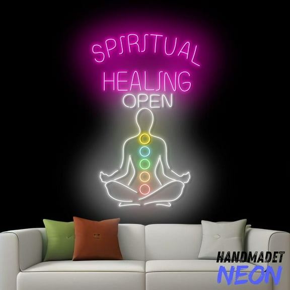Handmadetneonsign Spiritual Healing Open Neon Sign, Spiritual Advisor Led Sign, Psychic Wall Art, Psychic Reading Home Wall Decor 77374