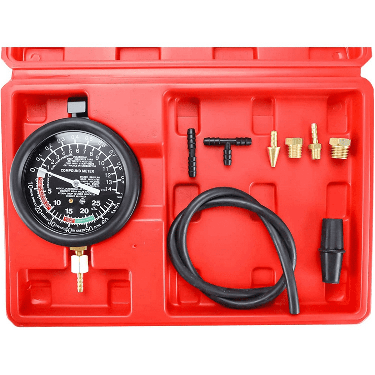 Car Vacuum and Pump Tester Gauge Kit, Pump and Vacuum Tester Gauge, Leak Carburetor Pressure Diagnostics
