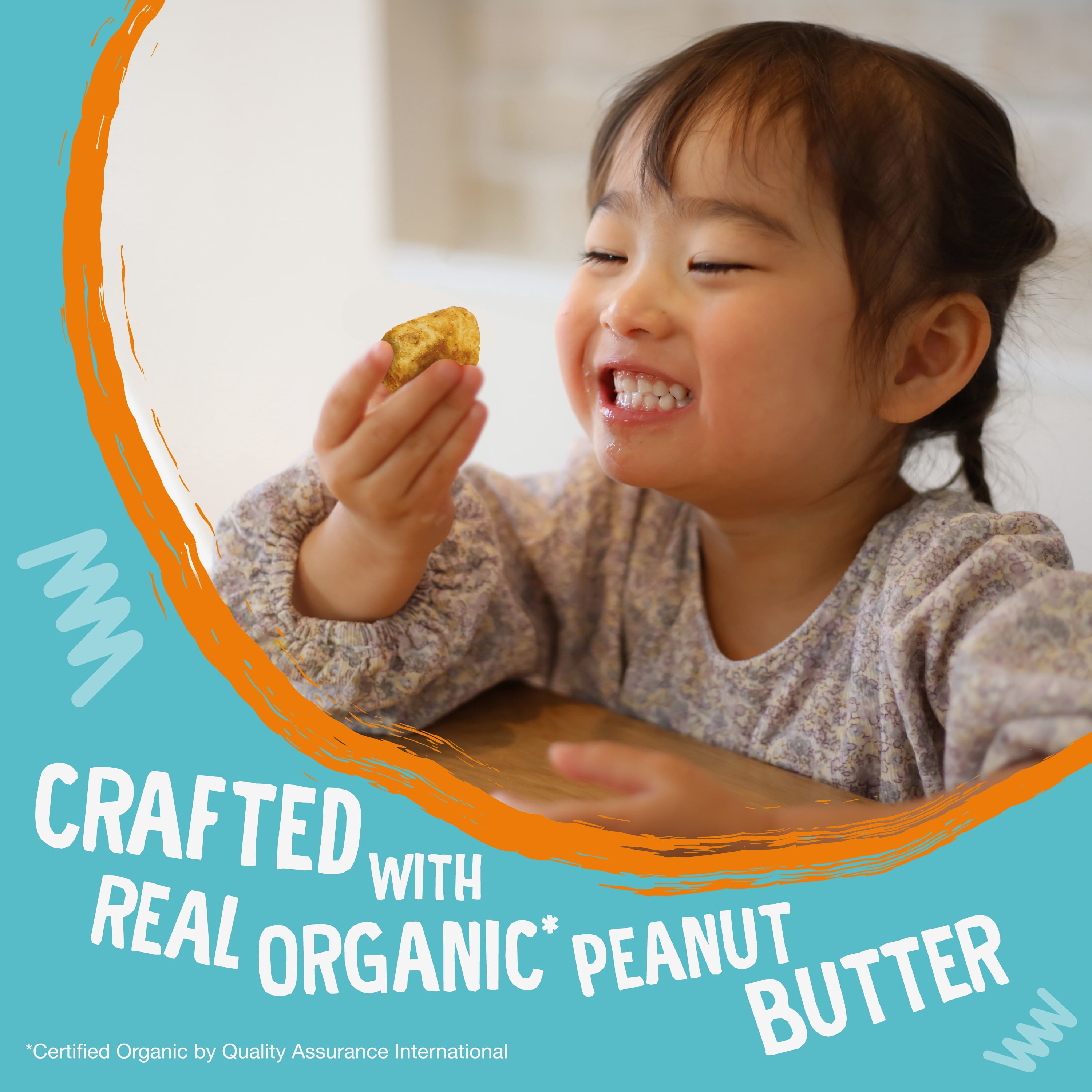 Earth's Best Organic Toddler Snacks, Peanut Butter Baked Corn Puffs, 2.5 oz Bag